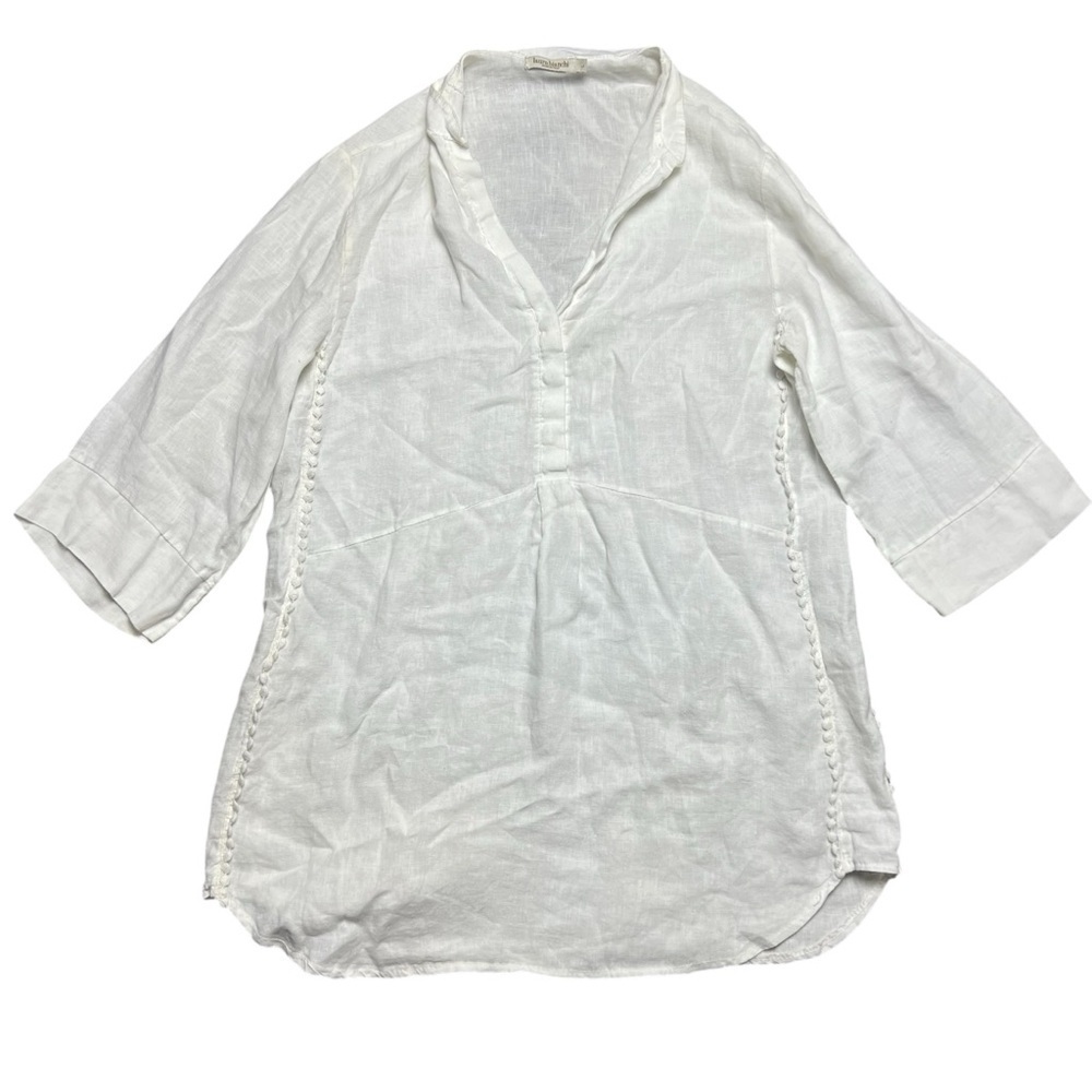 Laura Bianchi 100% Linen Tunic Made in Italy Cottage Core Size Large - Picture 2 of 6